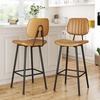 image:imageRaynesys 24Inch Leather Bar Stools Set of 4 with High Backrest BeigeBrown