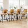 image:imageRaynesys 24Inch Leather Bar Stools Set of 4 with High Backrest BeigeBrown