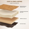 image:imageRaynesys 24Inch Leather Bar Stools Set of 4 with High Backrest BeigeBrown