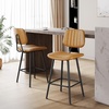 image:imageRaynesys 24Inch Leather Bar Stools Set of 4 with High Backrest BeigeBrown