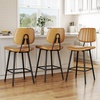 image:imageRaynesys 24Inch Leather Bar Stools Set of 4 with High Backrest BeigeBrown