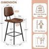 image:imageRaynesys 24Inch Leather Bar Stools Set of 4 with High Backrest BeigeDark Brown