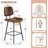 image:imageRaynesys 24Inch Leather Bar Stools Set of 4 with High Backrest BeigeDark Brown
