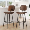 image:imageRaynesys 24Inch Leather Bar Stools Set of 4 with High Backrest BeigeDark Brown
