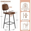 image:imageRaynesys 24Inch Leather Bar Stools Set of 4 with High Backrest BeigeDark Brown