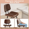 image:imageRaynesys 24Inch Leather Bar Stools Set of 4 with High Backrest BeigeDark Brown
