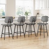 image:imageRaynesys 24Inch Leather Bar Stools Set of 4 with High Backrest BeigeGrey