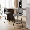 image:imageRaynesys 24Inch Leather Bar Stools Set of 4 with High Backrest BeigeGrey