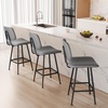 image:imageRaynesys 24Inch Leather Bar Stools Set of 4 with High Backrest BeigeGrey