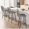 image:imageRaynesys 24Inch Leather Bar Stools Set of 4 with High Backrest BeigeGrey