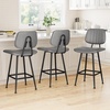 image:imageRaynesys 24Inch Leather Bar Stools Set of 4 with High Backrest BeigeGrey