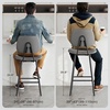 image:imageRaynesys 24Inch Leather Bar Stools Set of 4 with High Backrest BeigeGrey