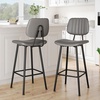 image:imageRaynesys 24Inch Leather Bar Stools Set of 4 with High Backrest BeigeGrey