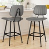 image:imageRaynesys 24Inch Leather Bar Stools Set of 4 with High Backrest BeigeGrey