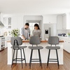 image:imageRaynesys 24Inch Leather Bar Stools Set of 4 with High Backrest BeigeGrey