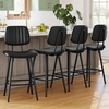 image:imageRaynesys 246 Inch Counter Height Barstools Set of 3 High Backrest Faux Leather Upholstered Counter Stools with Armless Footrest Black