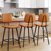 image:imageRaynesys 246 Inch Counter Height Barstools Set of 3 High Backrest Faux Leather Upholstered Counter Stools with Armless Footrest Brown