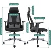 image:imageRaynesys Ergonomic Chair for Heavy People 350 LBS Capacity with Wide Seat Comfortable Headrest Tilt Function Adjustable Lumbar SupportBreathable Mesh for Home Office Black amp Black