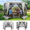 image:imageRaynesys 6 Sided Pop Up Gazebo Tent Camping Screen Tent for 68 Person Foldable PopUp Canopy Shelter with Mesh Windows UV Resistant Quick Set Outdoor Gazebo with 6 Removable Wind Cloths GrayGray
