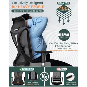 image:imageRaynesys Big and Tall Office Chair for Heavy People 450LBS Capacity with Wide Seat Heavy Duty Material Adjustable Armrests Ergonomic Executive Chair for Home Office with Strong Lumbar SupportGray